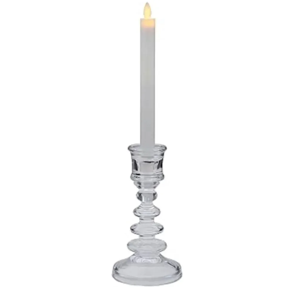 Elements Clear Glass Rounded Tiered Taper Candle Holder